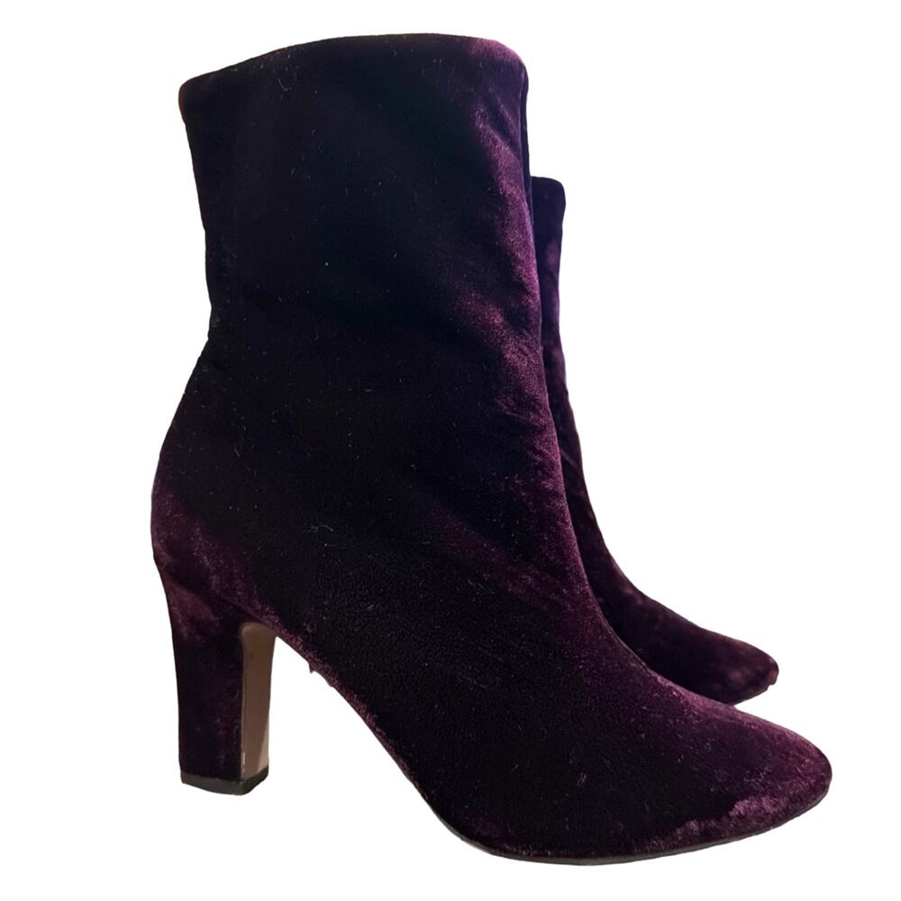Lauren Ralph Lauren Bridgett heeled booties 7 Red Port Velvet heeled boots goth